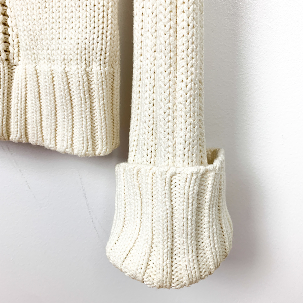 One on One Off-White Long Sleeve Cable Knit Sweater - Picture 6 of 11